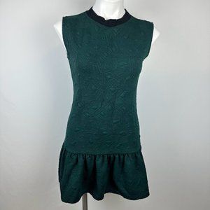 Zara Trafaluc Green Geometric Stitched Casual Dress Size Medium
